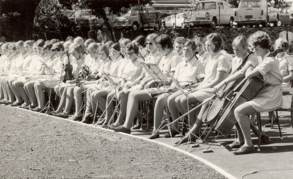 Students with musical instruments
