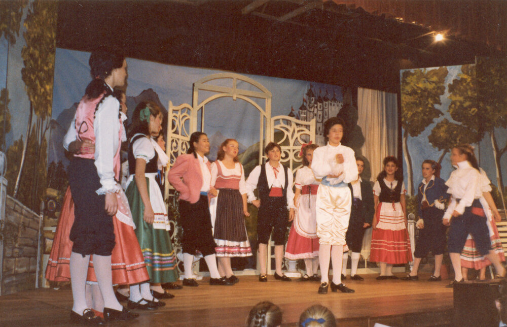 Students during a school production