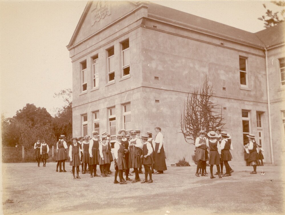 Students outside Concrete Block